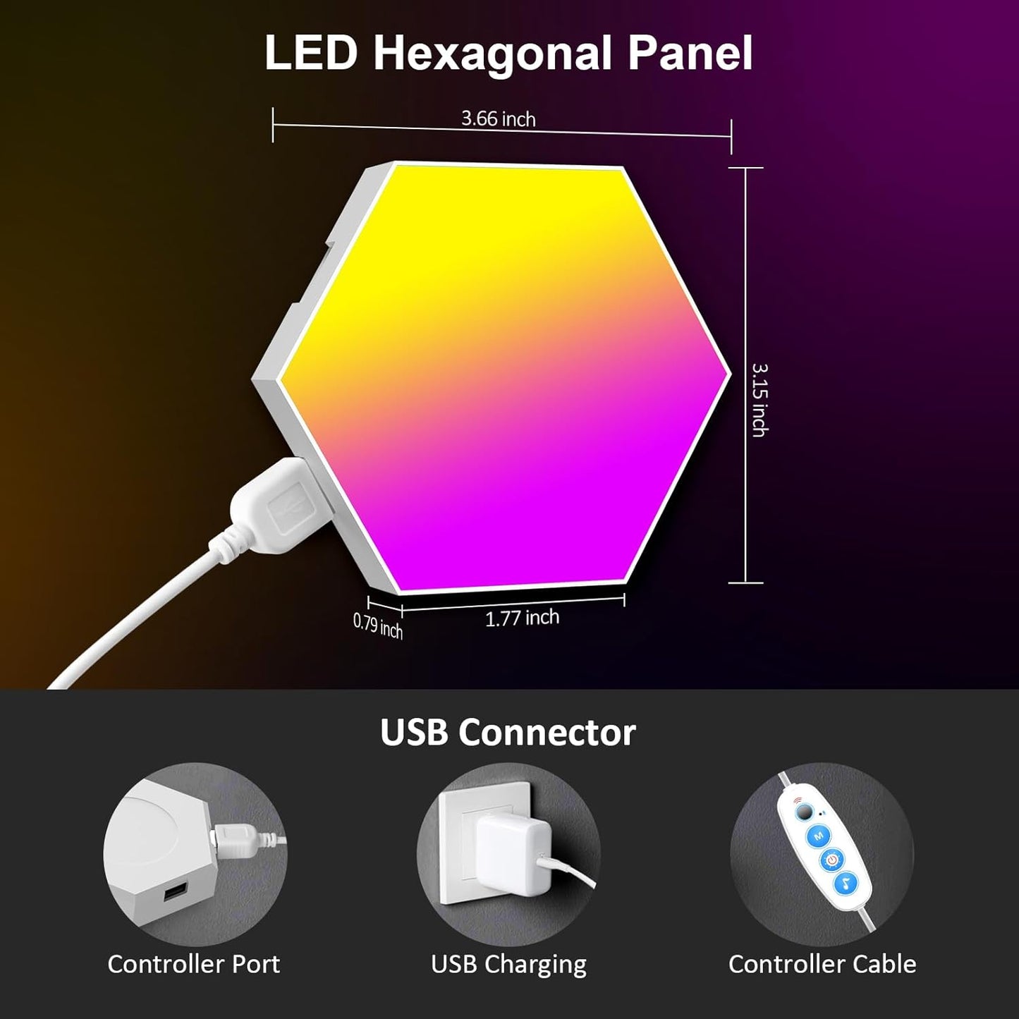 Hexagonal LED Pared Luces 8Pcs RGB Gaming Panel — Sincronización De Música Hexagonales Gamer Habitacion Pared Decoracion Lampara Smart App…