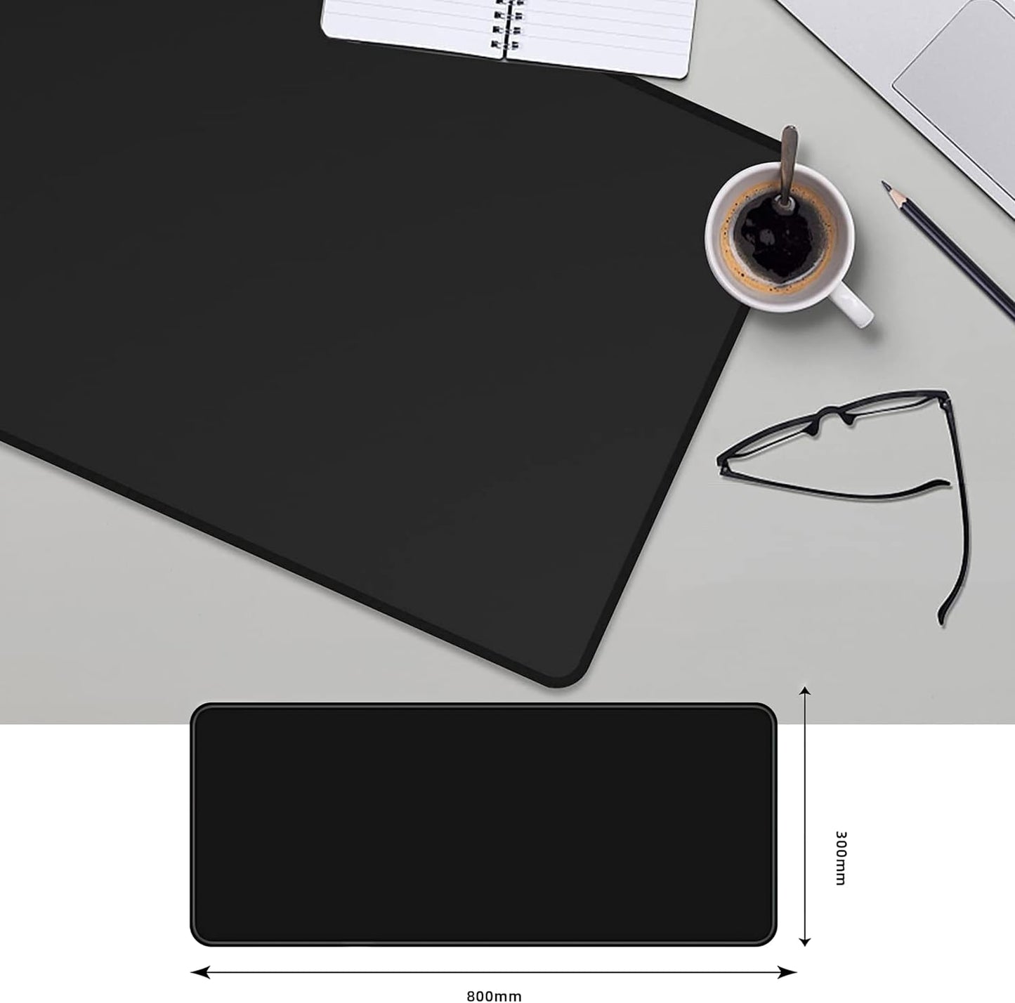 TOVARIN® SUPER Alfombrilla Ratón | Alfombrilla Escritorio EXTRAGRANDE 800X300Mm | Para Teclado Y Ratón BASE ANTIDESLIZANTE | Protector Escritorio | Compatible Con Ratón Láser Y Óptico
