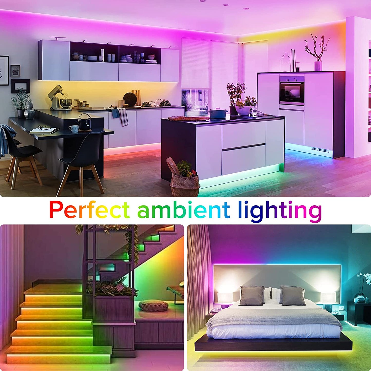 Tiras LED, Luces Habitación 10 Metros, Bonve Pet Tira LED RGB, Bluetooth Musical Con IR Control Remoto 40 Teclas Y APP, 16 Milliones De Colores, Luz Para Decoración TV Cocina Fiesta