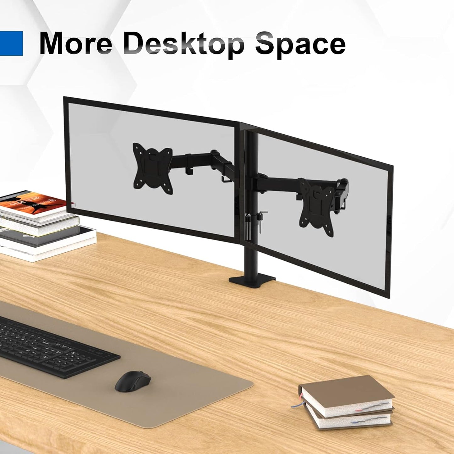 GRIFEMA GB2001-2 Soporte De Monitor Doble Para Pantalla De Computadora De 13-32 Pulgadas, Altura Ajustable, VESA 75X75/100X100, Acero, Negro