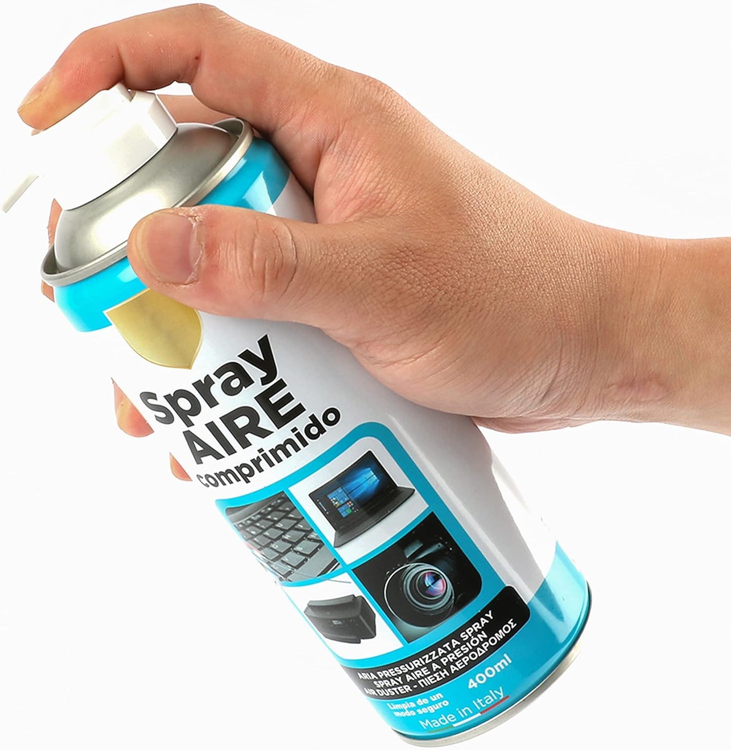 Spray Aire Comprimido 400Ml Para La Limpieza Ideal Para Teclados, Ordenadores Impresoras Y Otros Equipos Eléctricos Eliminación De Polvo