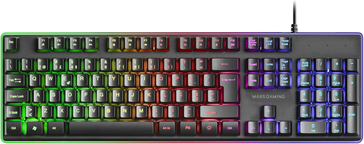 Mars Gaming MCPX, Combo Gaming 3En1 Con Teclado H-Mech Iluminado, Ratón Ultraligero 10000 Dpi Con Software Y Alfombrilla XXL, Compatible Con PC, PS4, PS5, Xbox, Portugués, Negro