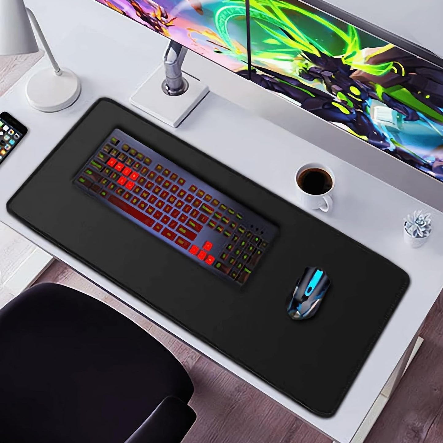TOVARIN® SUPER Alfombrilla Ratón | Alfombrilla Escritorio EXTRAGRANDE 800X300Mm | Para Teclado Y Ratón BASE ANTIDESLIZANTE | Protector Escritorio | Compatible Con Ratón Láser Y Óptico