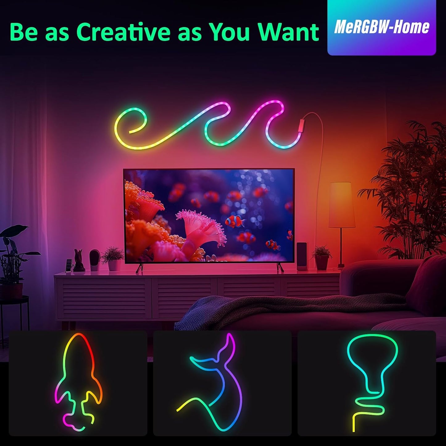 Tiras LED Neon 3M, Luces LED Strip RGB De Neón De DIY Siliconecon, Control Por App, Inteligente Control Segmentado Modo Música Y Escena Arcoíris Para Habitación Gaming, Fiesta, Dormitorio