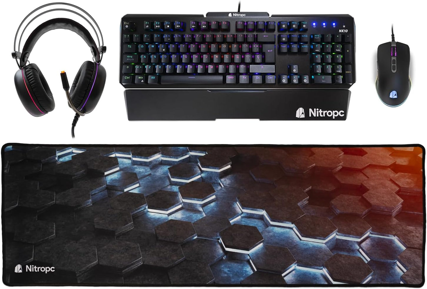 Nitropc - Pack Diamond | PC Gaming Completo (Intel Core I7 12700K 12/20 5.0Ghz, RTX 5060 8GB, RAM 32GB, M.2 2TB, Windows 11 | Wifi, Monitor Curvo 27", Teclado, Ratón, Cascos) PC Sobremesa (Negro)