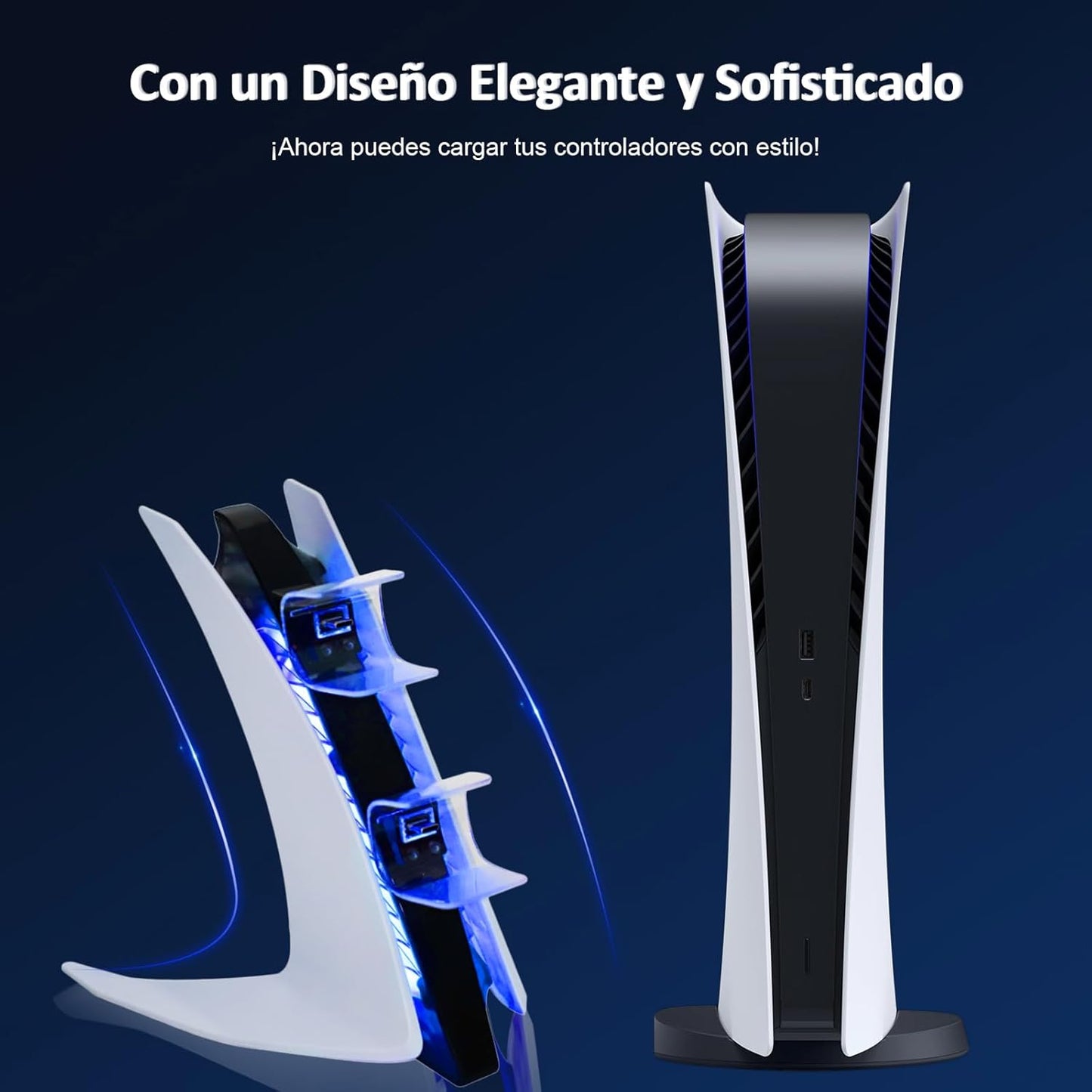 Nexigo Cargador De Controlador PS5 Edición Especial, Estación De Carga Inalámbrica Con Dos Puertos USB C, Base De Carga Rápida USB Dual Para Controlador Sony Playstation 5