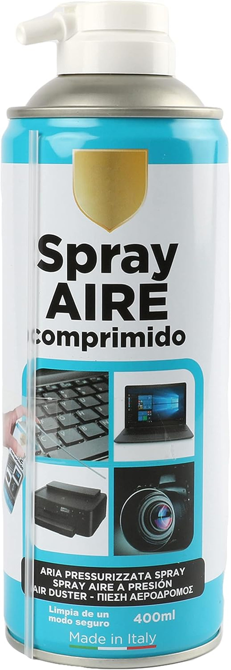 Spray Aire Comprimido 400Ml Para La Limpieza Ideal Para Teclados, Ordenadores Impresoras Y Otros Equipos Eléctricos Eliminación De Polvo