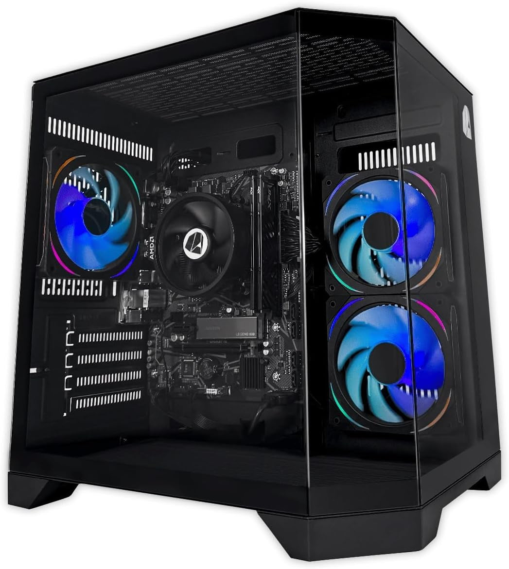 Nitropc - Pack Bronze | PC Gaming Completo (AMD Ryzen 5 4650G 6/12 4.2Ghz, RX Vega 7, RAM 16GB, M.2 1TB, Windows 11 | Wifi, Monitor 24", Teclado, Ratón, Auriculares) Ordenador Sobremesa (Negro)