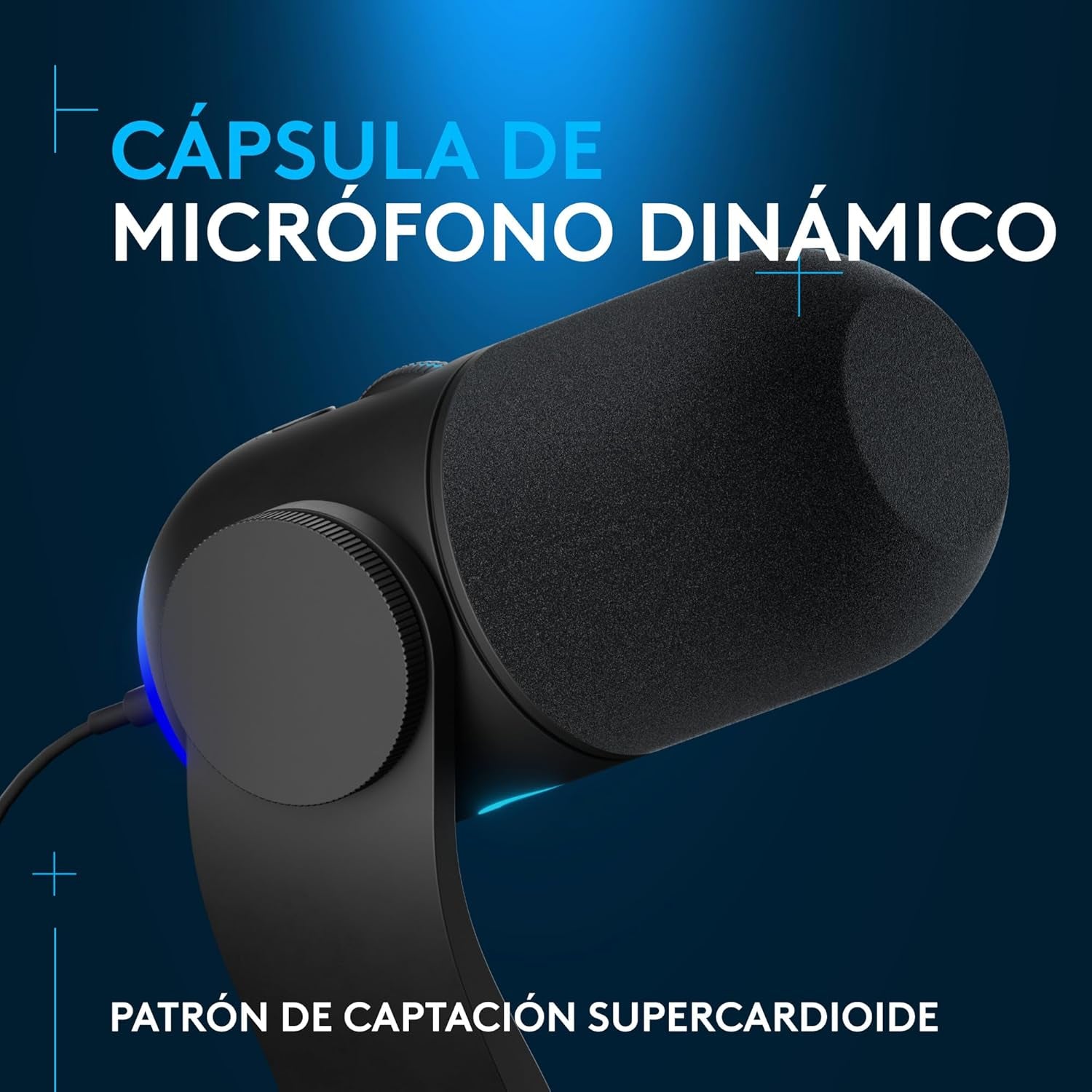 Logitech G Yeti GX, Micrófono Dinámico RGB Con LIGHTSYNC Para Gaming, Micrófono USB Para Streaming, Supercardioide, Plug and Play USB Para Pc/Mac - Negro