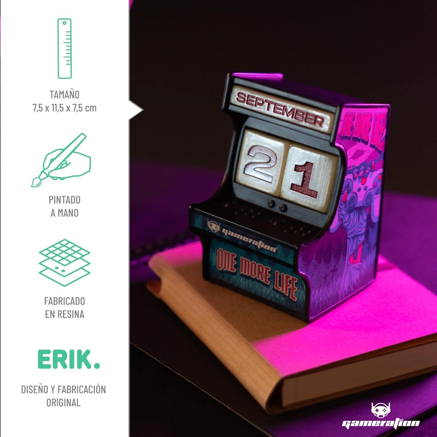 Calendario Perpetuo Sobremesa Maquina Arcade - Decoracion Gamer : Setup Gaming Brilla En La Ocuridad - Regalos Gamer | Decoracion Escritorio, Decoracion Habitacion Juvenil