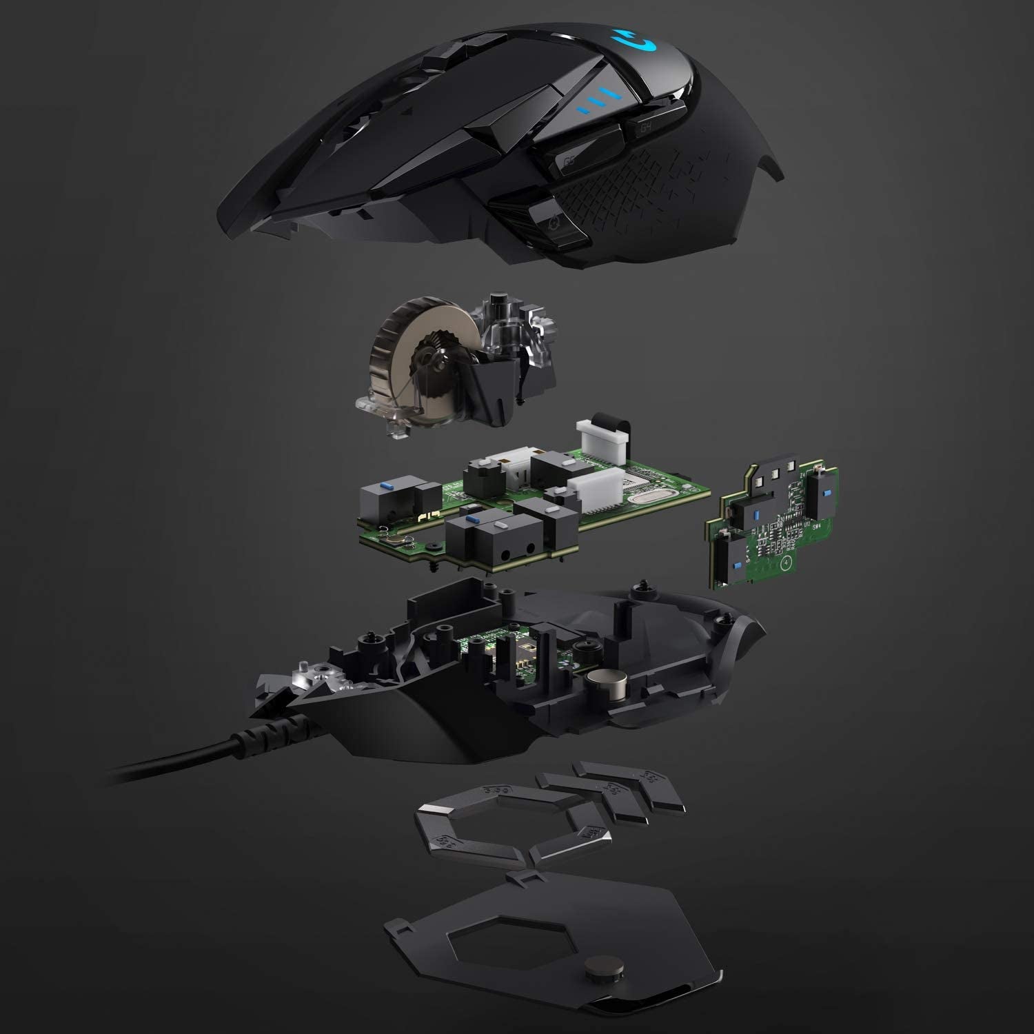 Logitech G502 HERO Ratón Gaming Con Cable Alto Rendimiento, Captor HERO 25K, 25,600 DPI, RGB, Peso Personalizable, 11 Botones Programables, Memoria Integrada, Pc/Mac - Negro