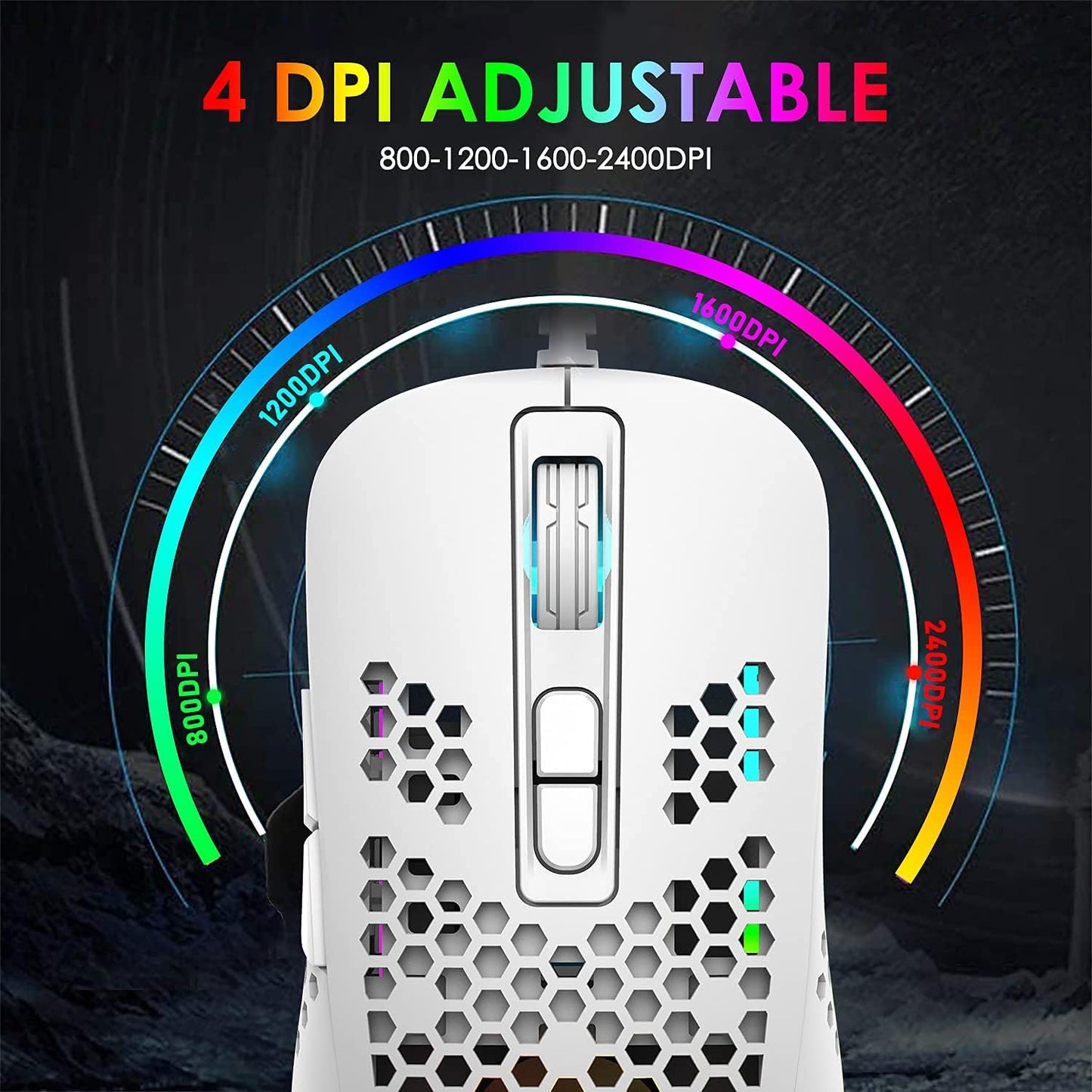 Teclado Compacto Para Juegos 60% Cableado 61 Teclas 11 Efectos De Luz De Fondo RGB Con Teclas Completas Anti-Efecto Fantasma + Ratón De Nido De Abeja Ligero Con Cable De 2400 Ppp+Alfombrilla