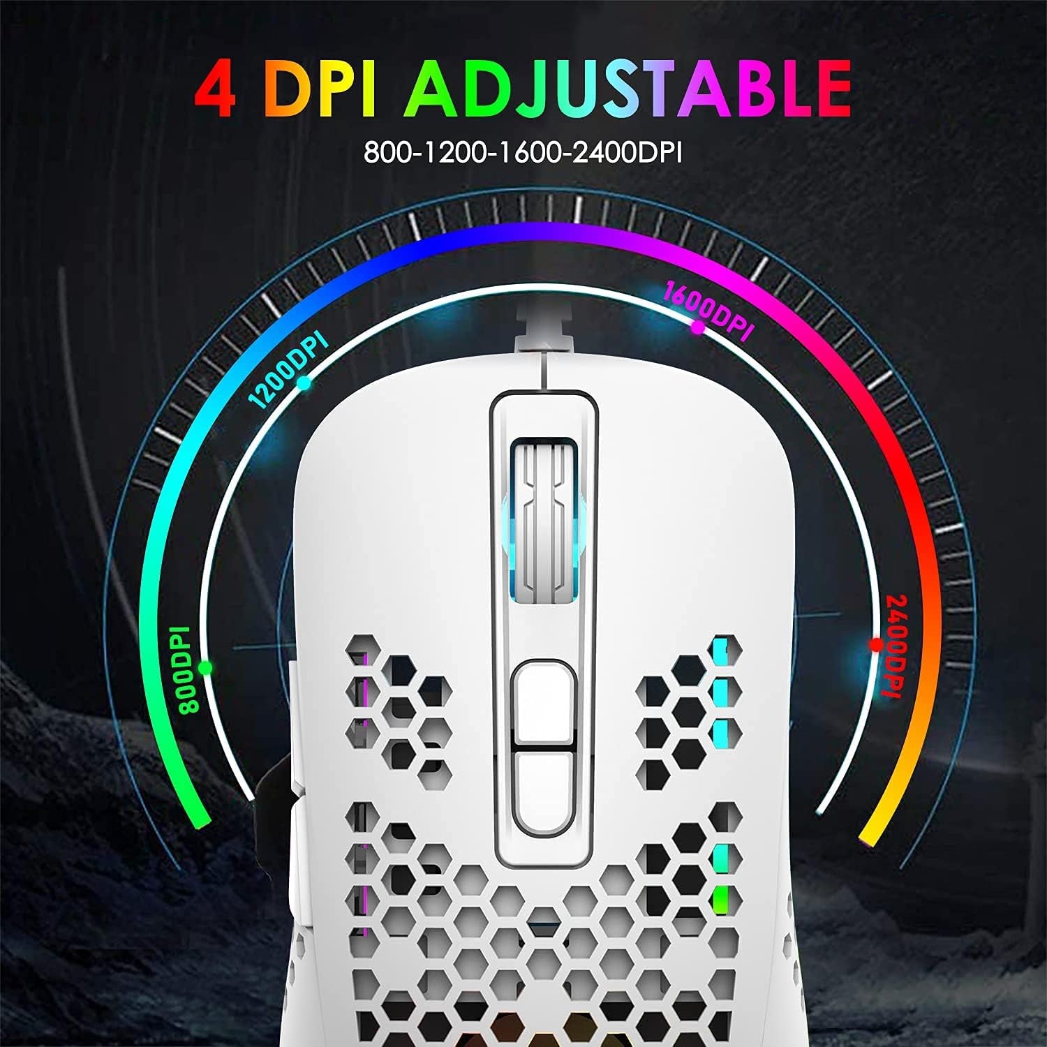 Teclado Compacto Para Juegos 60% Cableado 61 Teclas 11 Efectos De Luz De Fondo RGB Con Teclas Completas Anti-Efecto Fantasma + Ratón De Nido De Abeja Ligero Con Cable De 2400 Ppp+Alfombrilla