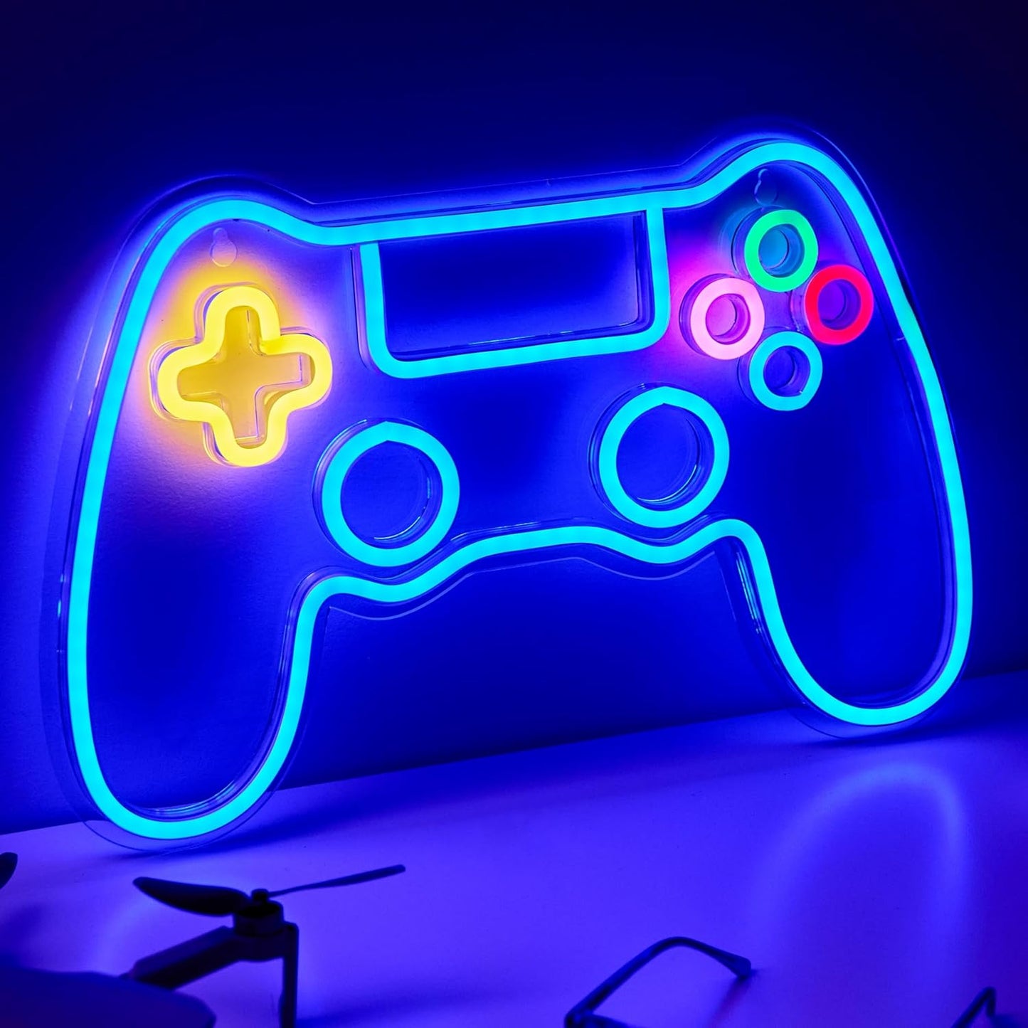 NELUX Neón LED Gaming - Mando Gamer Luces Neon Decoración Habitación Pared Gaming, Letrero Neon Gamer Lampara Habitacion Juvenil Luz, Cartel Luminoso Decorar Setup. Conexión USB Con Regulador.