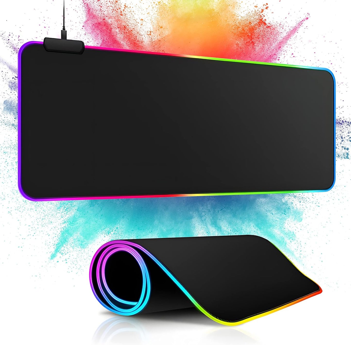 Alfombrilla Ratón RGB, Tapete De Juego Extra Grande, Alfombrilla Raton XXL LED 13 Efectos De Iluminación, Alfombrilla Ratón Gaming Para Gamers, PC Y Portátil (800×300×4Mm)