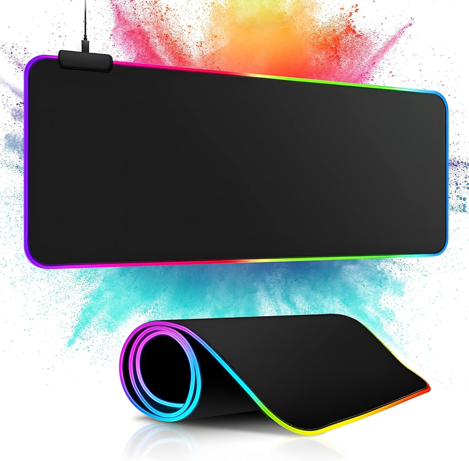 Alfombrilla Ratón RGB, Tapete De Juego Extra Grande, Alfombrilla Raton XXL LED 13 Efectos De Iluminación, Alfombrilla Ratón Gaming Para Gamers, PC Y Portátil (800×300×4Mm)
