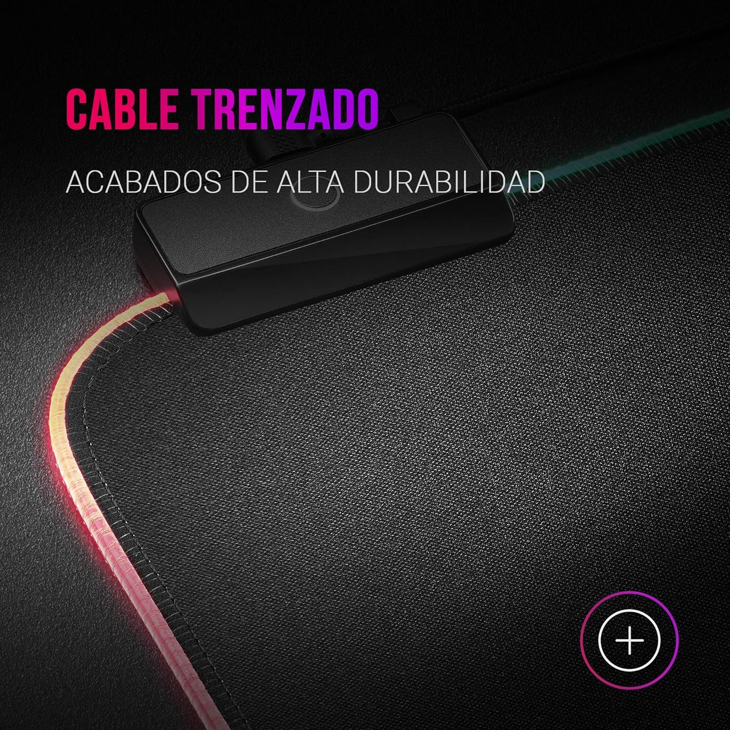 Mars Gaming MMPRGBL, Alfombrilla Gaming RGB 365X265Mm Con 12 Modos De Iluminación, Fibra Óptica, Superficie Nanotextil, Borde Reforzado, Cable Trenzado, Antideslizante, Negro