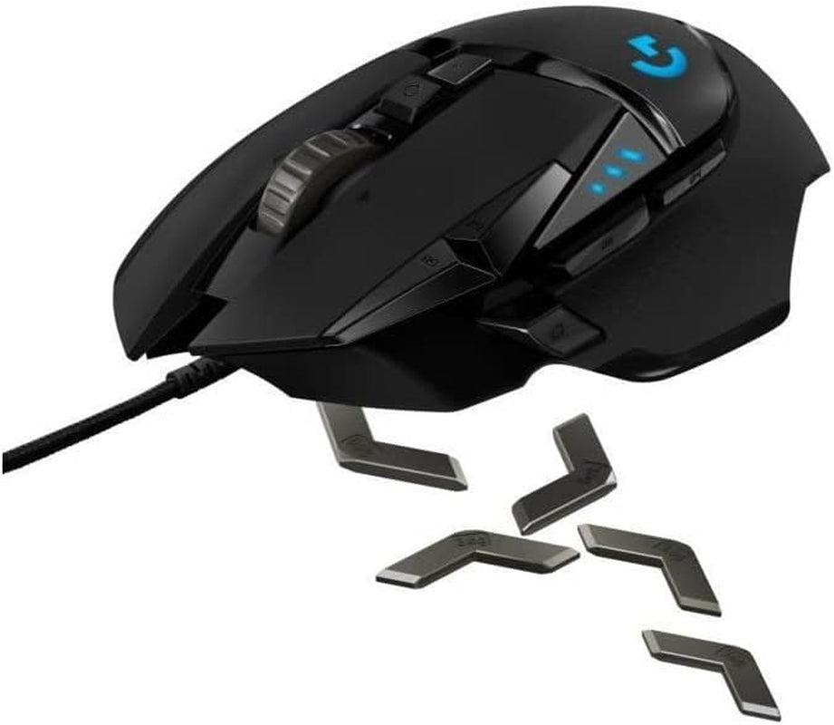 Logitech G502 HERO Ratón Gaming Con Cable Alto Rendimiento, Captor HERO 25K, 25,600 DPI, RGB, Peso Personalizable, 11 Botones Programables, Memoria Integrada, Pc/Mac - Negro