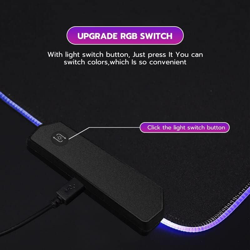 Alfombrilla Ratón RGB, Tapete De Juego Extra Grande, Alfombrilla Raton XXL LED 13 Efectos De Iluminación, Alfombrilla Ratón Gaming Para Gamers, PC Y Portátil (800×300×4Mm)