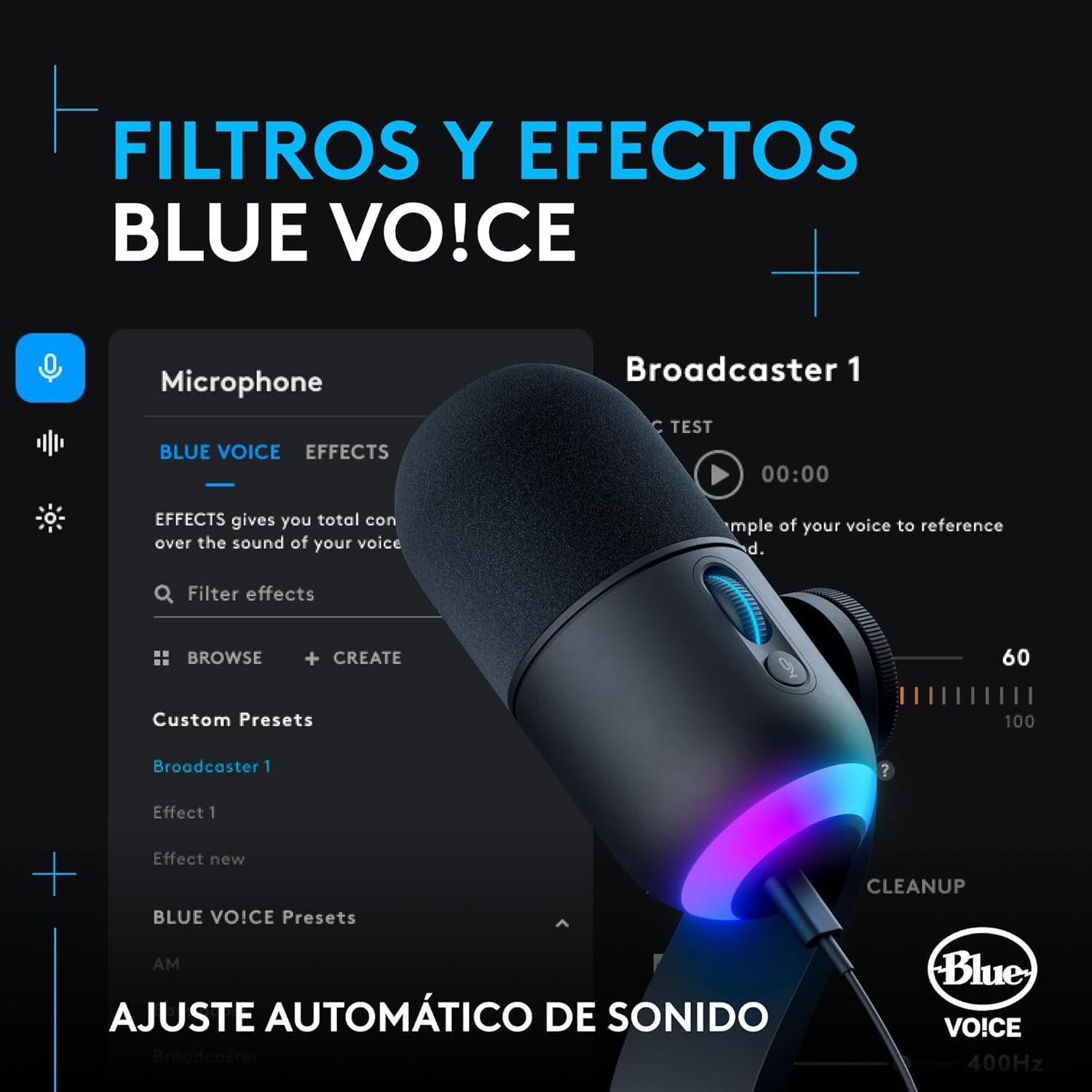 Logitech G Yeti GX, Micrófono Dinámico RGB Con LIGHTSYNC Para Gaming, Micrófono USB Para Streaming, Supercardioide, Plug and Play USB Para Pc/Mac - Negro