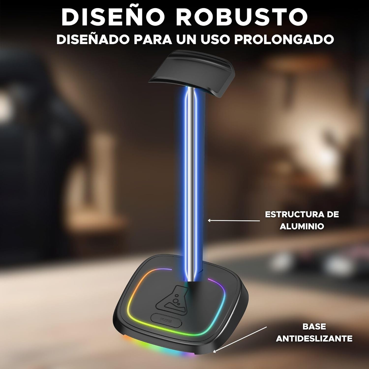 The G-Lab K-Stand Neon RGB HUB – Soporte Auriculares Con Iluminación RGB – Soporte Cascos Gaming Con HUB USB-A/USB-C Y Botón On/Off | Accesorio Gaming Para PC PS5 Xbox Switch – Regalo Gamer | Nuevo