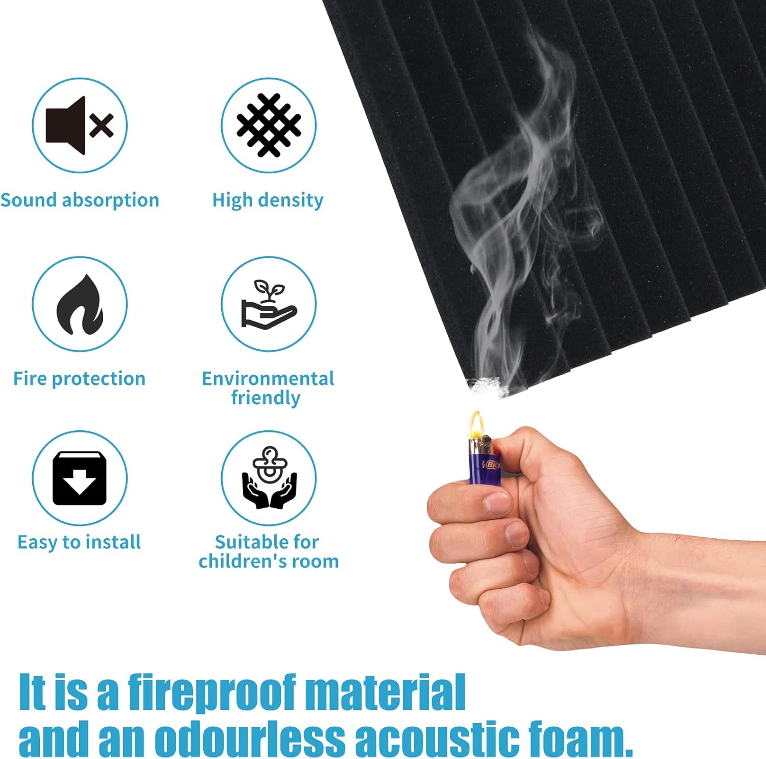 24 Paneles Acústicos De Alta Densidad 30X30X2.5Cm, Espuma Acústica Retardante De Llama Para Insonorización Pared, Estudio, Oficina, Absorción De Sonido Con 100% Fibra De Poliéster, Decorativos