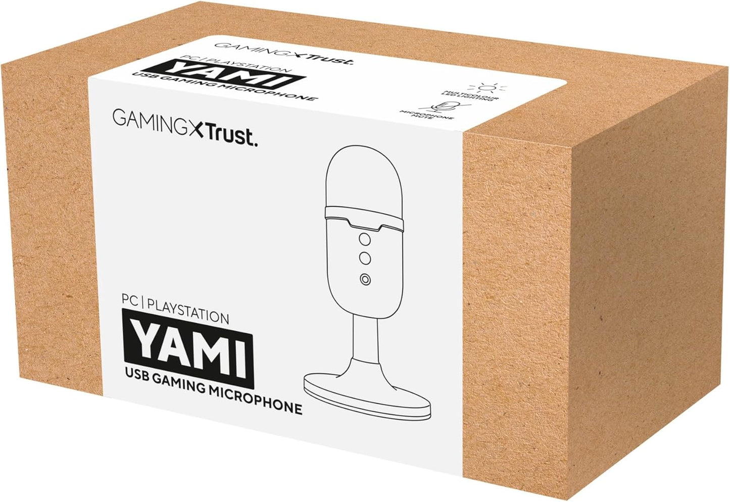 Trust Gaming GXT 236W Yami Micrófono PC USB Para Streaming Podcast Twitch Discord ASMR Youtube Playstation 5 Juegos, Micrófono De Condensador Cardioide, Micro Con Iluminación LED RGB - Blanco