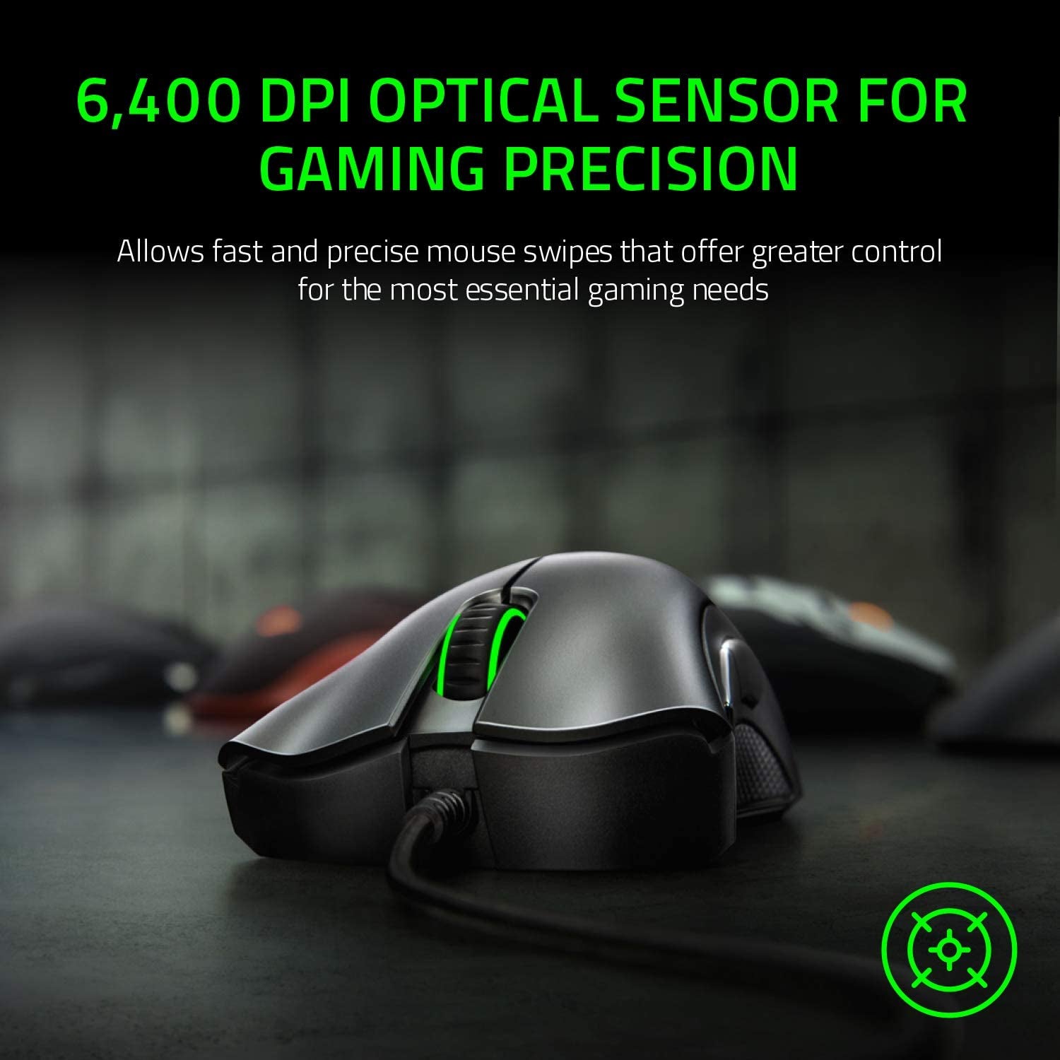 Razer Deathadder Essential - Ratón Gaming Con Sensor Óptico, 6400 DPI (5 Botones Programables, Interruptores Mecánicos, Agarres Laterales De Goma), Negro