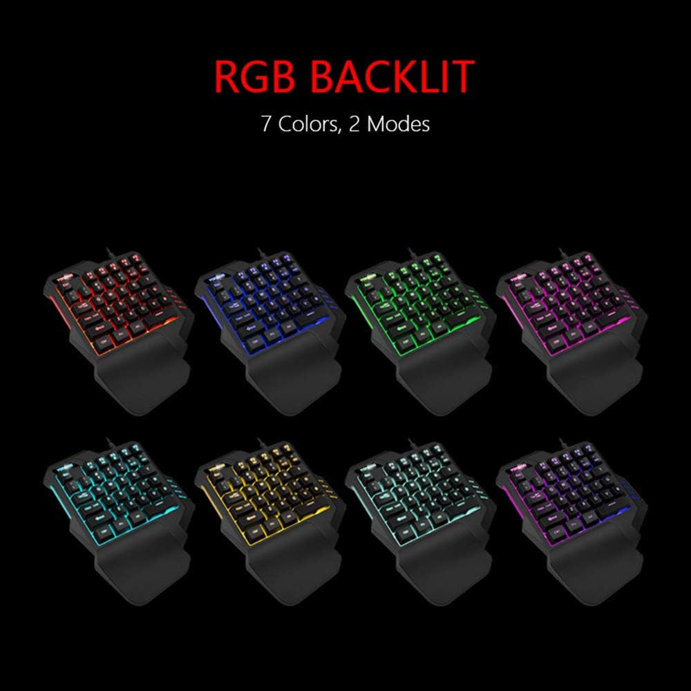 Redthunder G30 Teclado Mecánico RGB Para Juegos Con Una Sola Mano,2 Teclas Macro Integradas+7 Programmable Buttons,Teclado Juego Anti-Ghosting 35 Teclas + Ergonómico Para PC Mac PS5 Xbox One Gamer