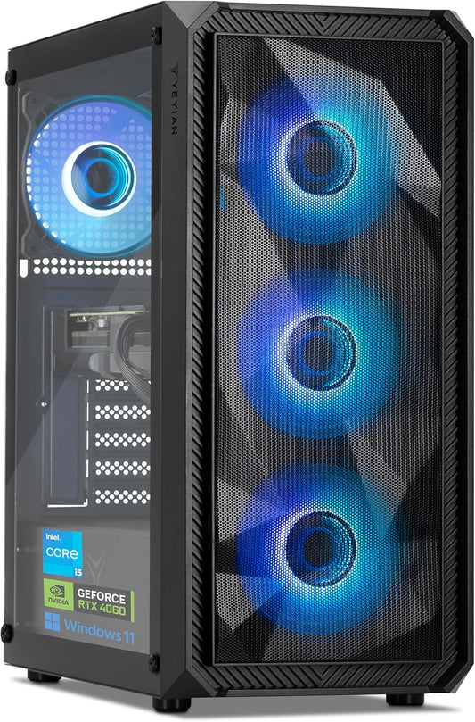 YEYIAN Gaming PC ARGB Intel Core I5 12400F 6 Cores a 4,4 Ghz | Nvidia Geforce RTX 4060 8GB | 16GB DDR5 5600Mhz | 1TB SSD Nvme Gen3 | Wifi 6 + BT 5.2 | LAN 2.5 GB | Win 11 Pro | AI Powered