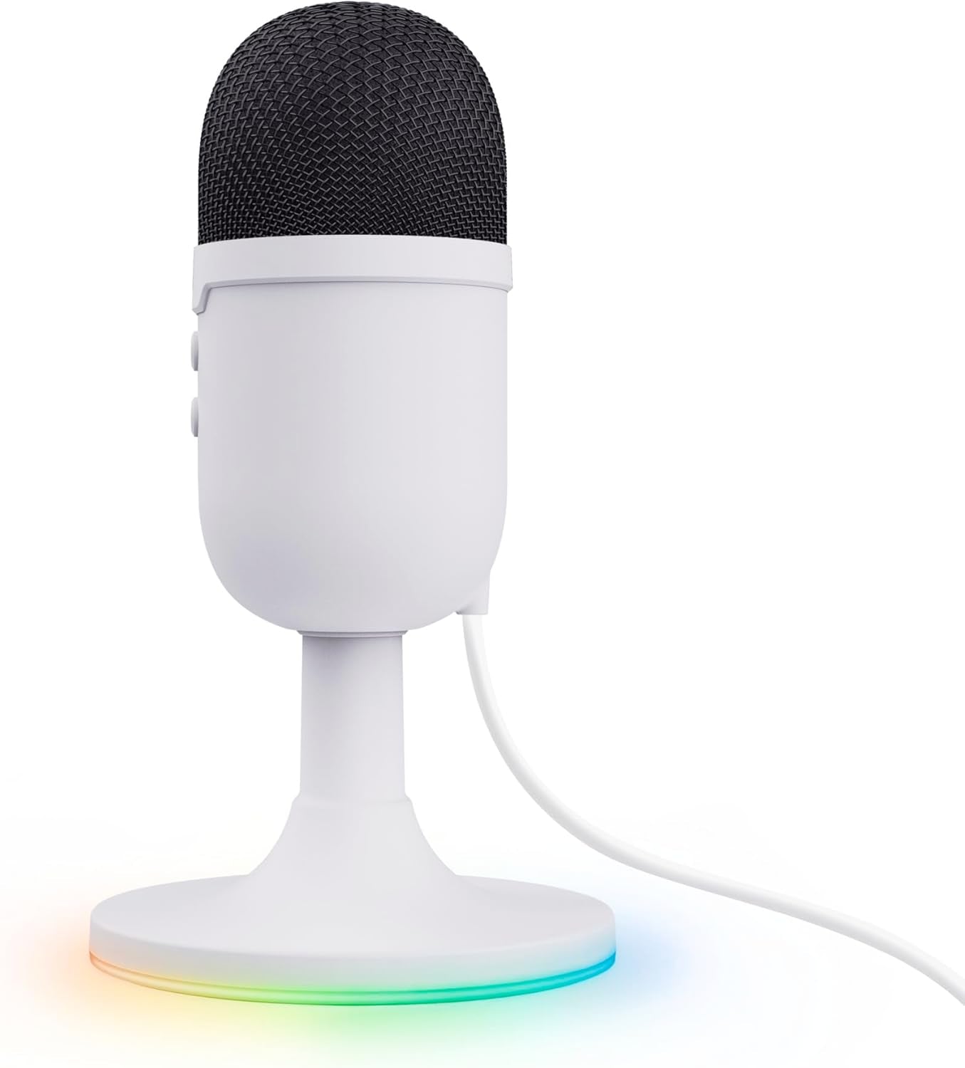 Trust Gaming GXT 236W Yami Micrófono PC USB Para Streaming Podcast Twitch Discord ASMR Youtube Playstation 5 Juegos, Micrófono De Condensador Cardioide, Micro Con Iluminación LED RGB - Blanco
