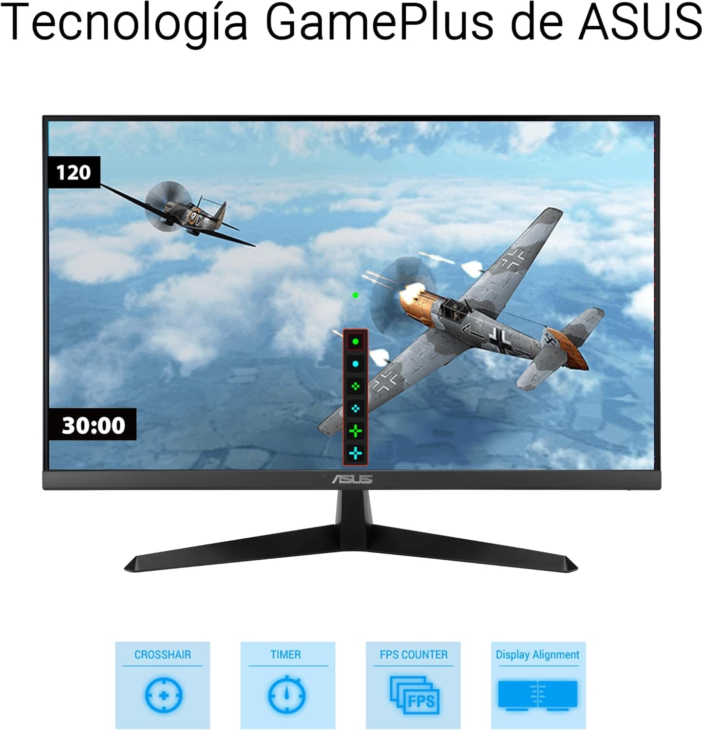 ASUS VY249HGR - Monitor Eye Care Gaming De 23,8" FHD (1920 X 1080), IPS, 120Hz(Oc), Smoothmotion, 1Ms (MPRT), Adaptive Sync, Eye Care Plus, Filtro De Luz Azul, Flicker Free, Tratamiento Antibacterial