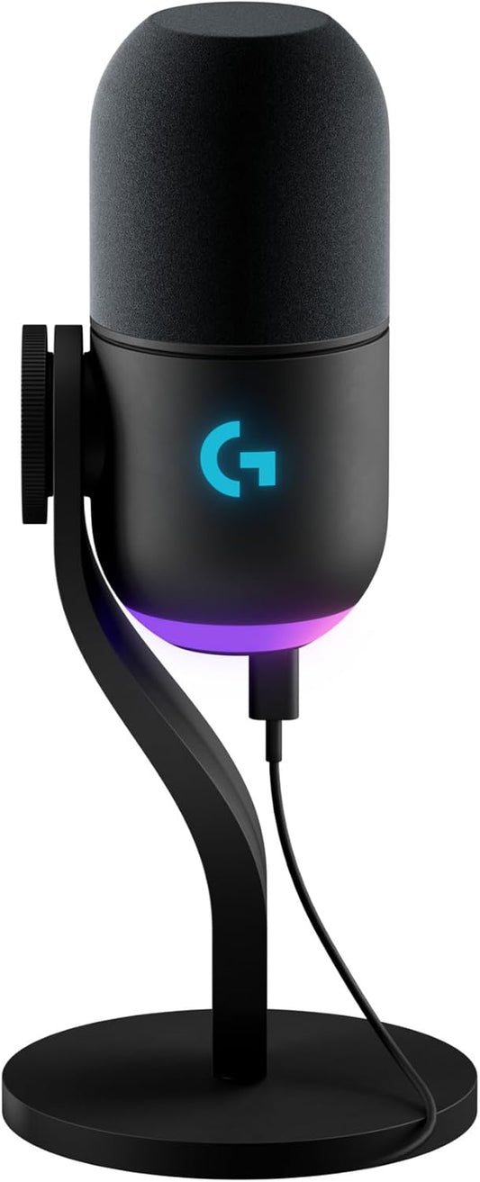 Logitech G Yeti GX, Micrófono Dinámico RGB Con LIGHTSYNC Para Gaming, Micrófono USB Para Streaming, Supercardioide, Plug and Play USB Para Pc/Mac - Negro