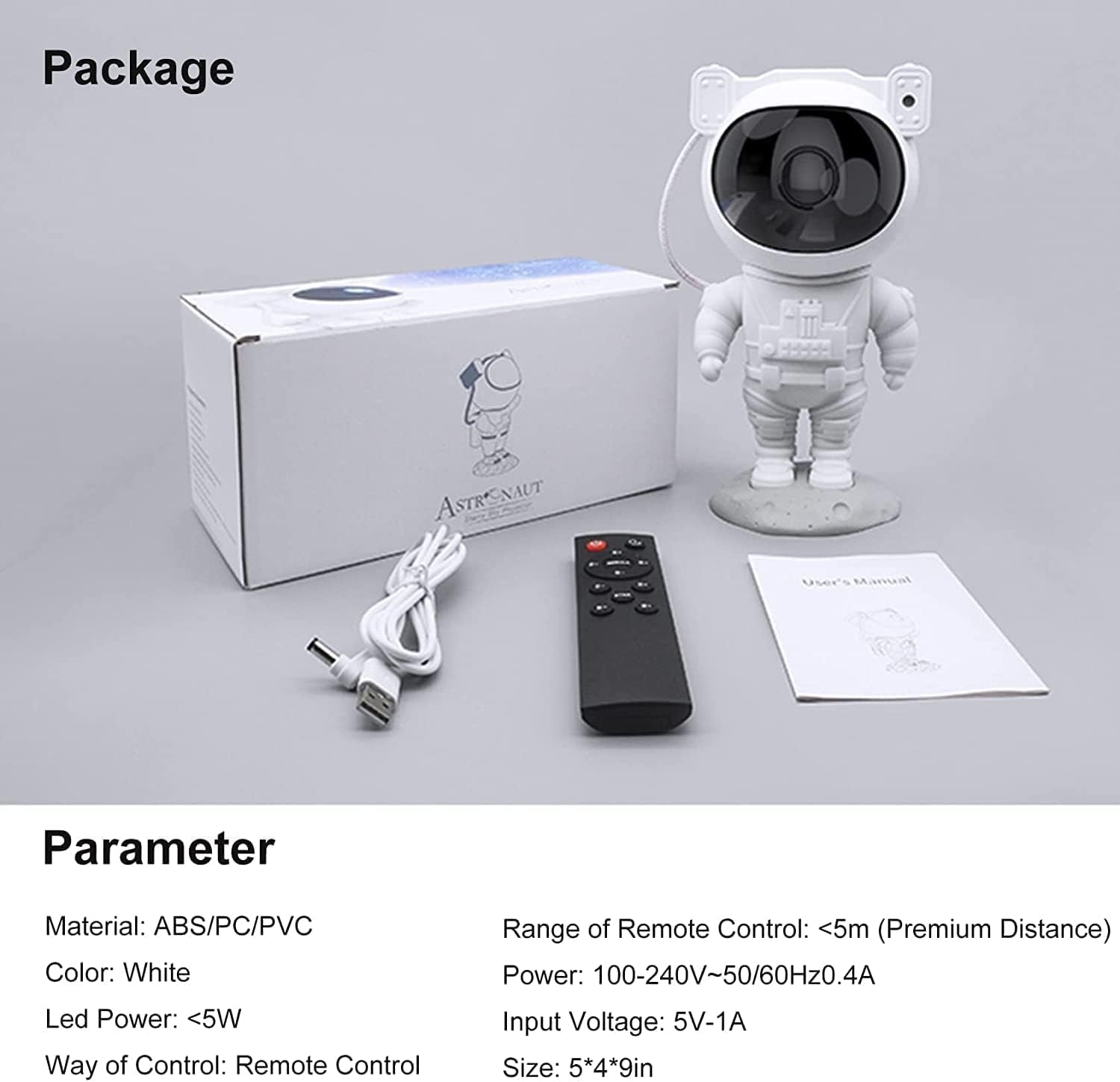 Lámpara Proyector Astronauta Galaxia, Luce Notturna Galaxy, Lampadario a Nebbia Astronauta LED Con Timer E Telecomando… (White Blue)