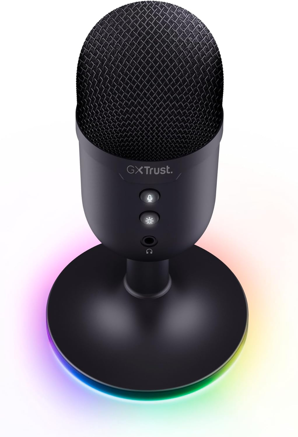 Trust Gaming GXT 236 Yami Micrófono PC USB Para Streaming Podcast Twitch Discord ASMR Youtube Playstation 5 Juegos, Micrófono De Condensador Cardioide, Micro Con Iluminación LED RGB - Negro