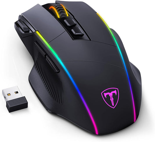 3 Wireless - Ratón Para Gaming, Tri-Mode 2.4G/Usb-C/Bluetooth Mouse Hasta 10000DPI, Chroma RGB Retroiluminado, Ratón Ergonómico Con 8 Botones Programables, Memoria Incorporada, PC, Mac Gamer