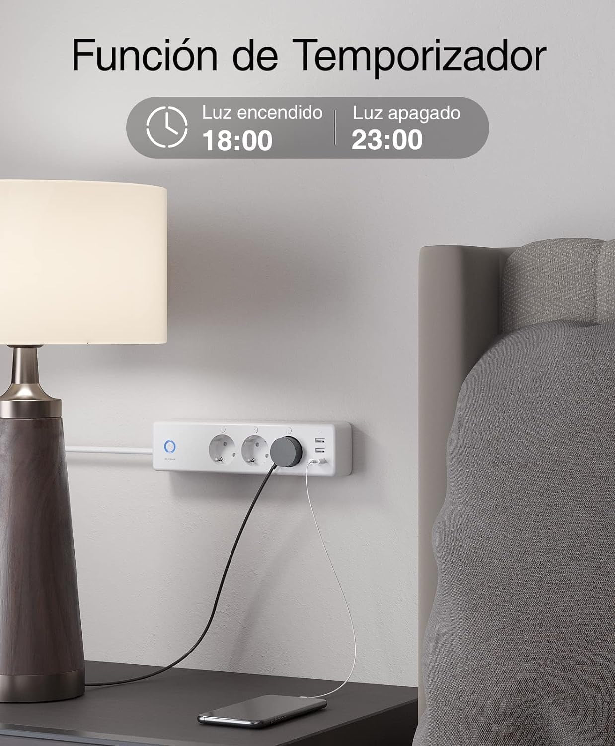 Ghome Smart Regleta Inteligente Alexa Con 3 Enchufes Y 3 USB, Regleta Wifi Programable Con Monitoreo De Consumo, Smart Plug Función De Temporizador, Compatible Con Alexa Y Google Home, 1.5M Ver2.0