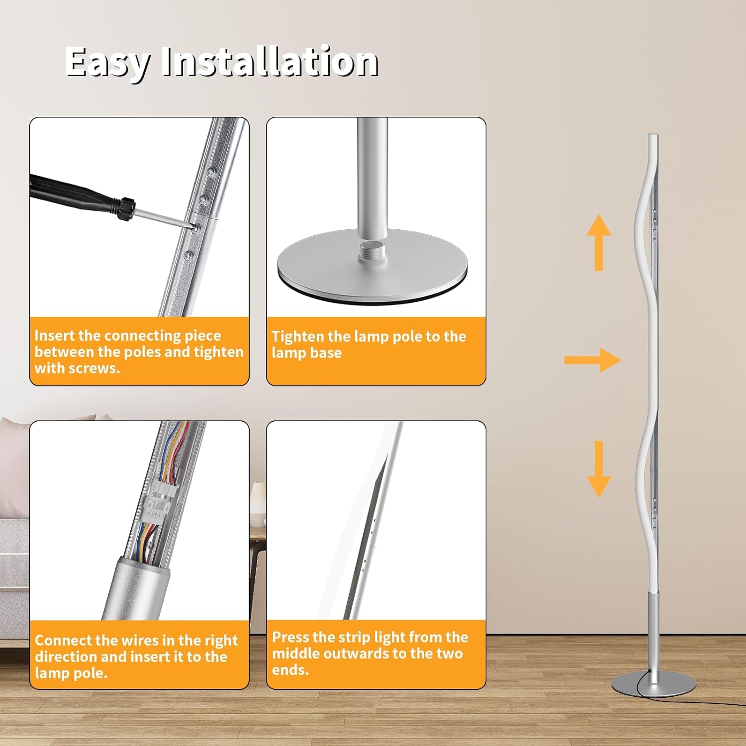 Lámpara De Pie LED, Moderna Lámpara De Pie Salon Regulable Luz Esquina Con Control Remoto, Atenuación Continua Brillo Y Colores 2700K-6500K Función Memoria Columna Luz Para Dormitorio, 147CM
