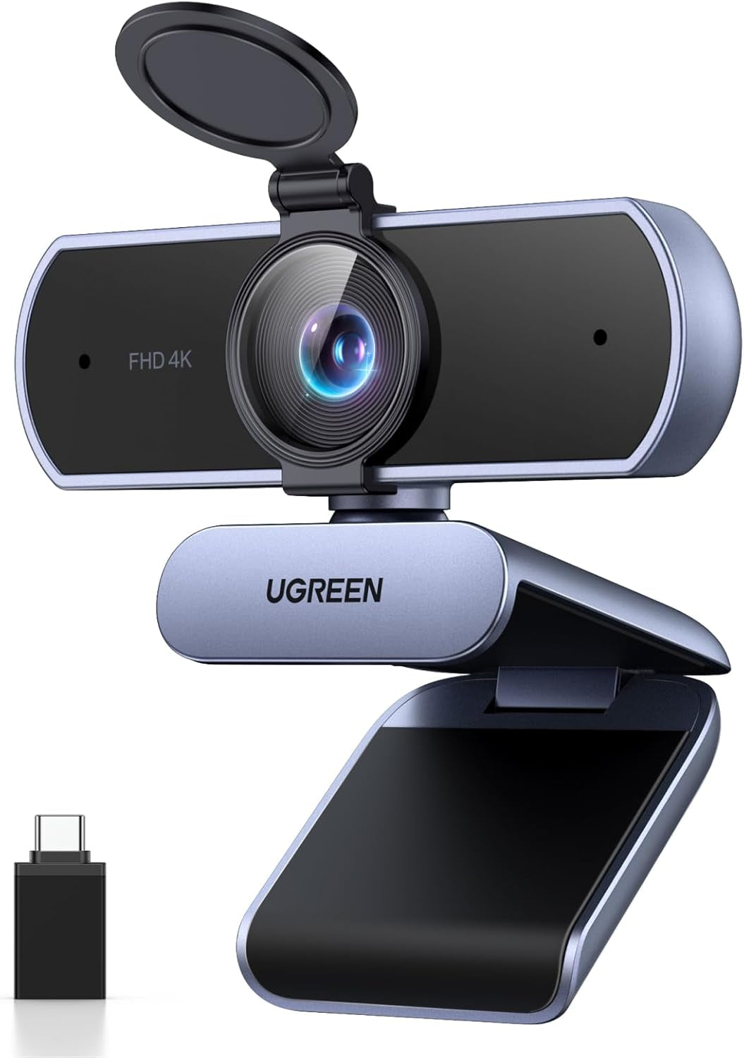 UGREEN Webcam 4K 30FPS Ultra HD USB Webcam Para Ordenador Enfoque Fijo Plug and Play Para Windows Macos Linux Streaming Youtube Skype Call Video Zoom Videoconferencia