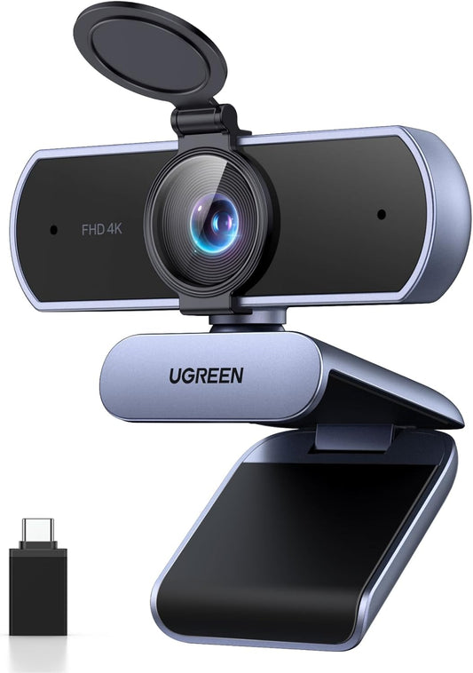 UGREEN Webcam 4K 30FPS Ultra HD USB Webcam Para Ordenador Enfoque Fijo Plug and Play Para Windows Macos Linux Streaming Youtube Skype Call Video Zoom Videoconferencia