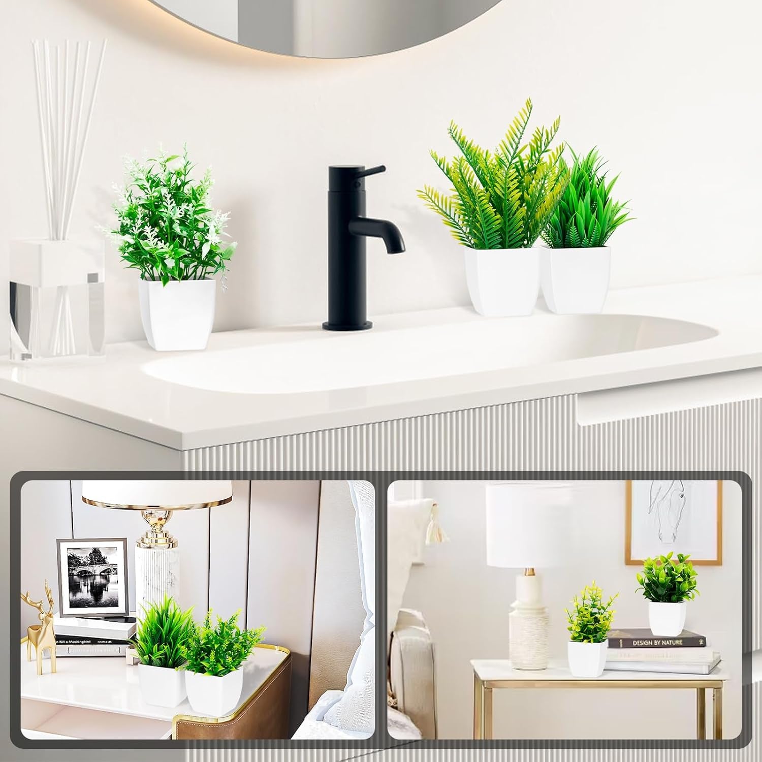 6 Piezas Plantas Artificiales,Planta Artificial Pequeña,Planta Pequeñas Sintéticas De Plástico Decorativas,Plásticos Mini Plantas Falsas Para Mesa Estante Baño Oficina Casa Decoración