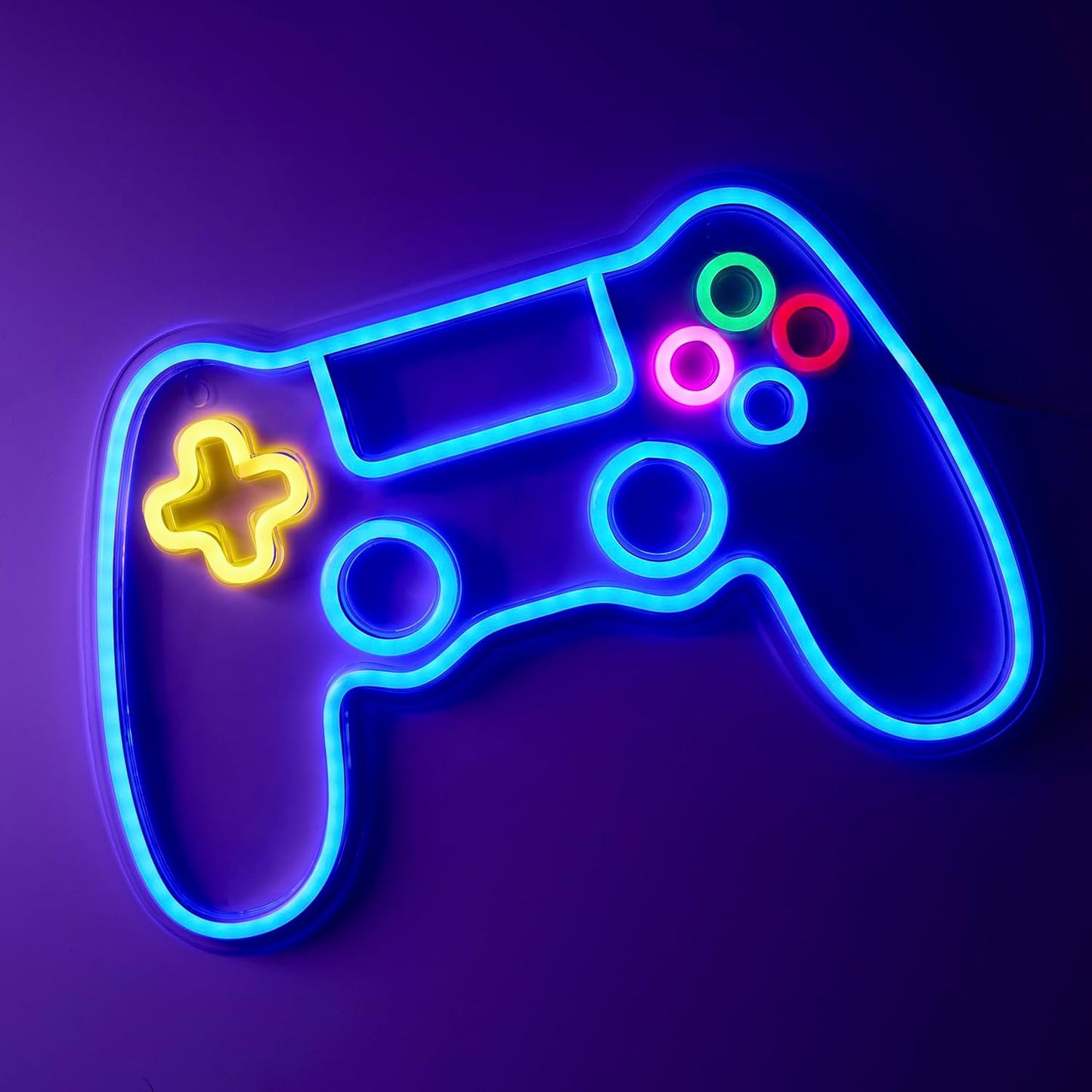 NELUX Neón LED Gaming - Mando Gamer Luces Neon Decoración Habitación Pared Gaming, Letrero Neon Gamer Lampara Habitacion Juvenil Luz, Cartel Luminoso Decorar Setup. Conexión USB Con Regulador.