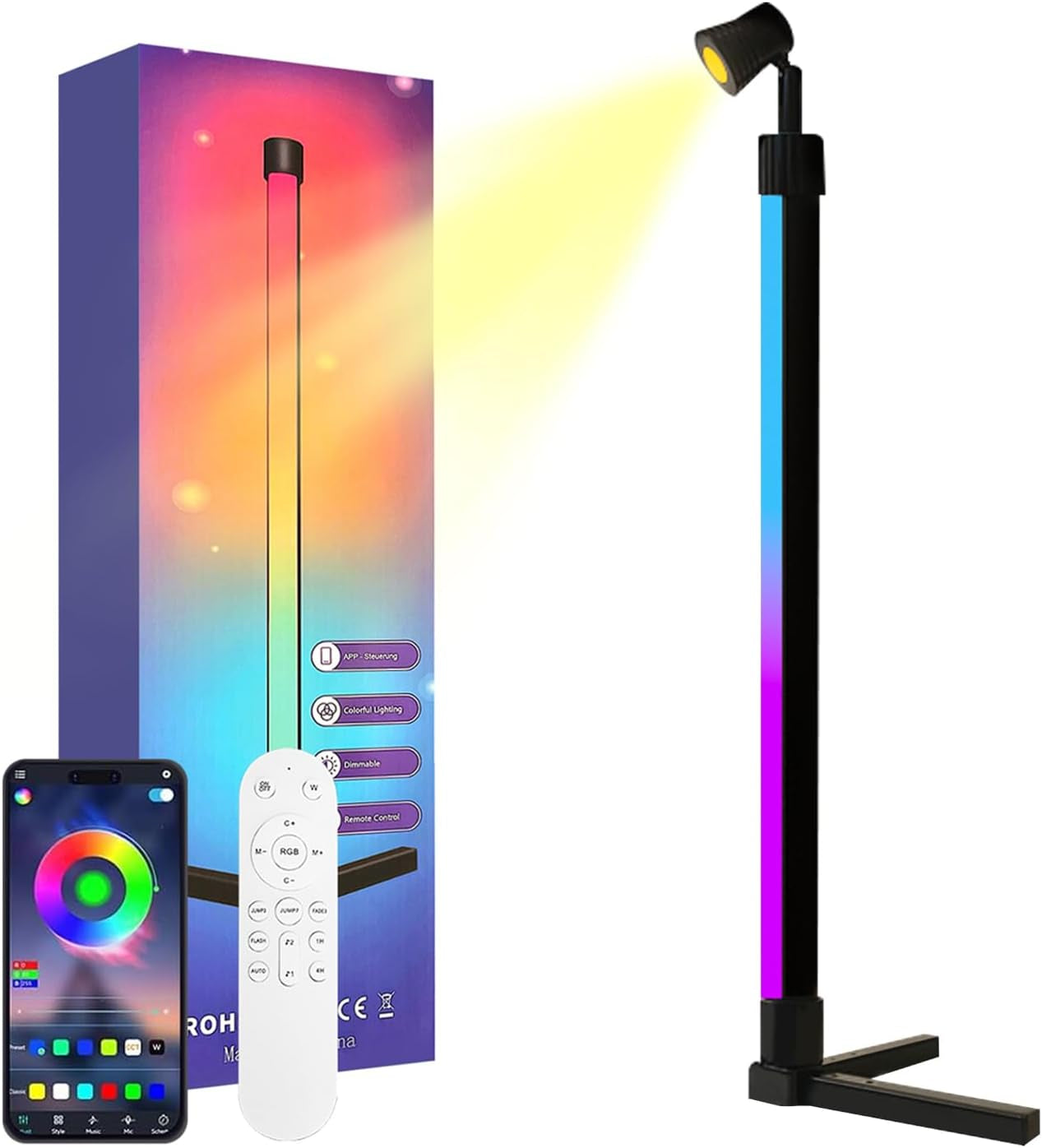RGB Lightbar 50Cm TV Luz De Fondo USB Operado Lámpara Ambiental 6W Smart Sync Con La Música Y El Control De APP, 360 ° Foco Giratorio, 270 ° Ángulo De Lámpara Para Juegos PC TV Decoración
