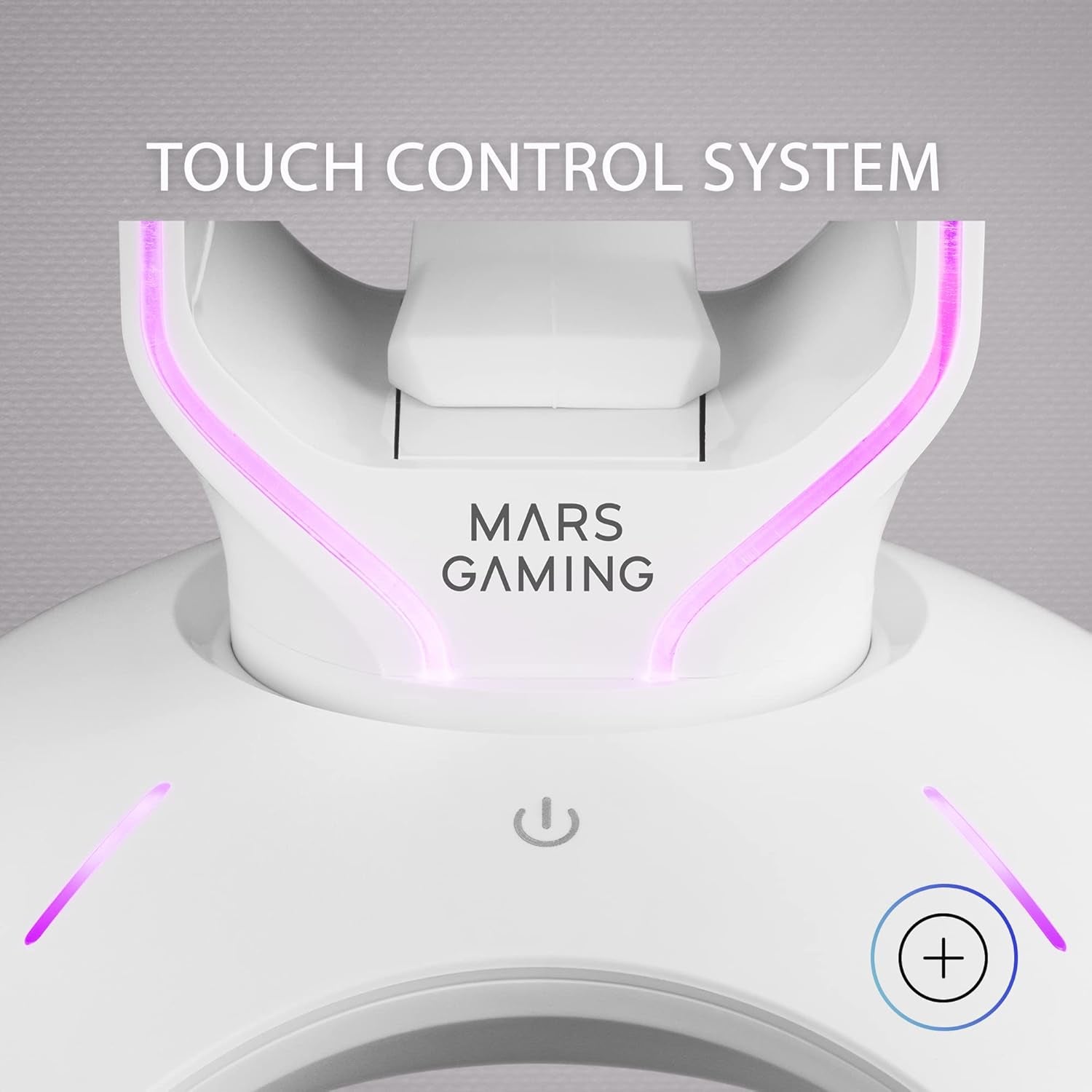 Mars Gaming MHHPRO, Soporte Auriculares 3En1 Con Iluminación RGB Flow Touch, Bungee Para Ratón, HUB Con 2 USB 3.0, Base Antideslizante Y Diseño Compacto, Blanco