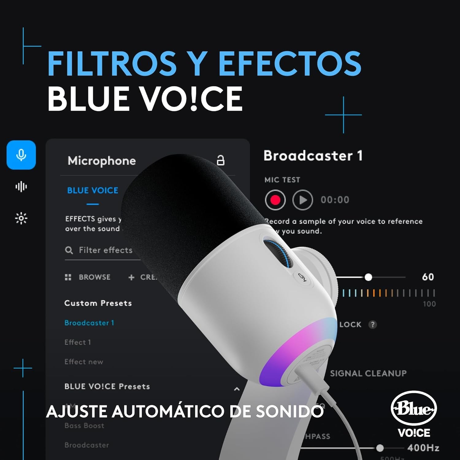 Logitech G Yeti GX, Micrófono Dinámico RGB Con LIGHTSYNC Para Gaming, Micrófono USB Para Streaming, Supercardioide, Plug and Play USB Para Pc/Mac, Blanco