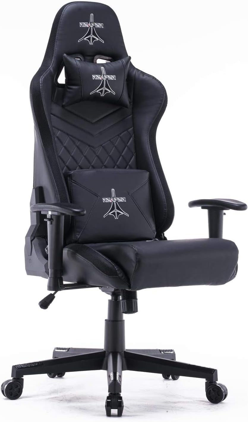 La Voglia Di Fare Reaper - Silla De Gaming Profesional Con Tecnología LED RGB Integrada, Respaldo Reclinable, Perfiles LED Coloridos Personalizables Con Amplia Selección De Color (Negro)
