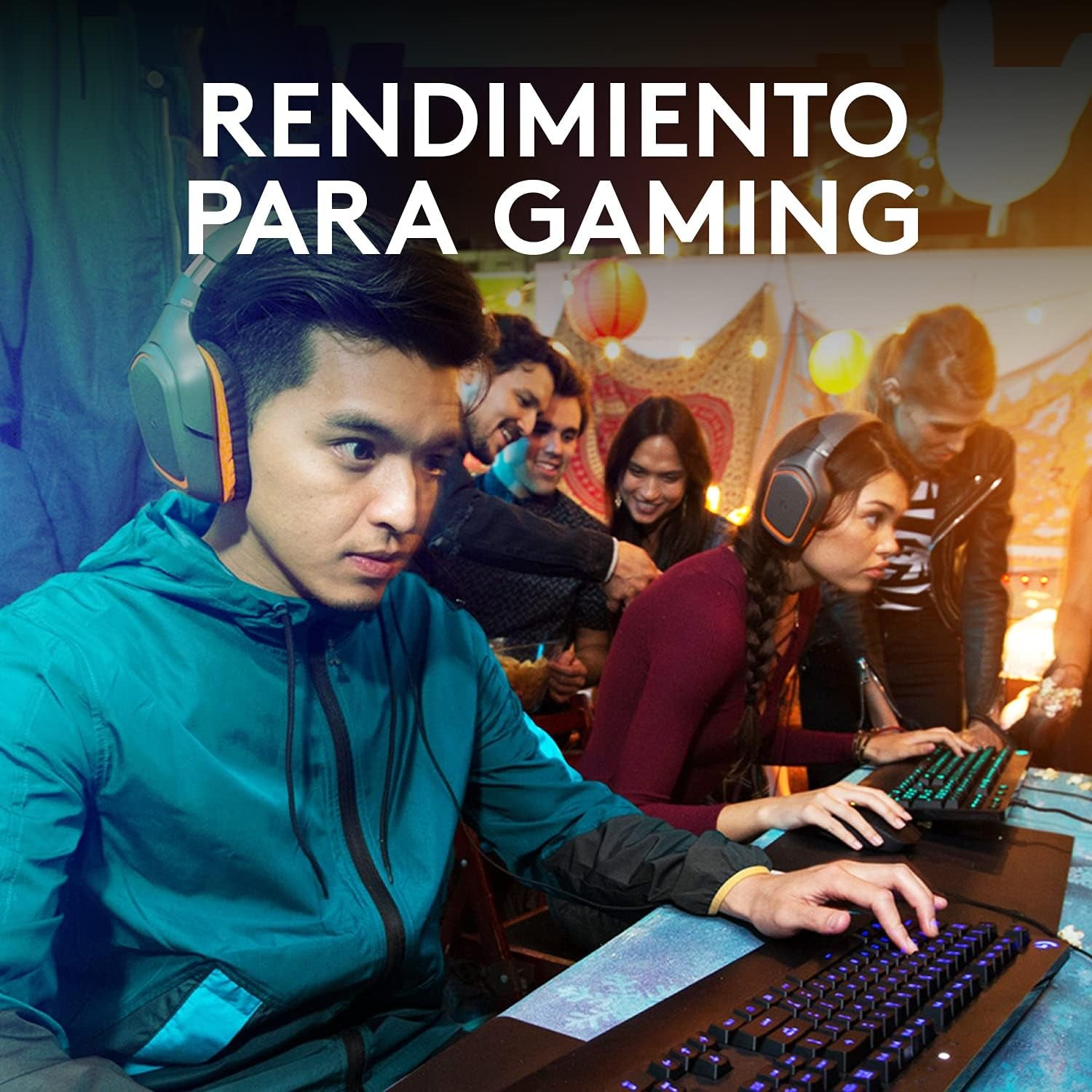 Logitech G213 Prodigy Teclado Gaming Con Reposamuñecas, RGB LIGHTSYNC, Teclas Retroiluminadas Y Personalizables, Resistente a Salpicaduras, Controles Multimedia Dedicados, Disposición QWERTY ES