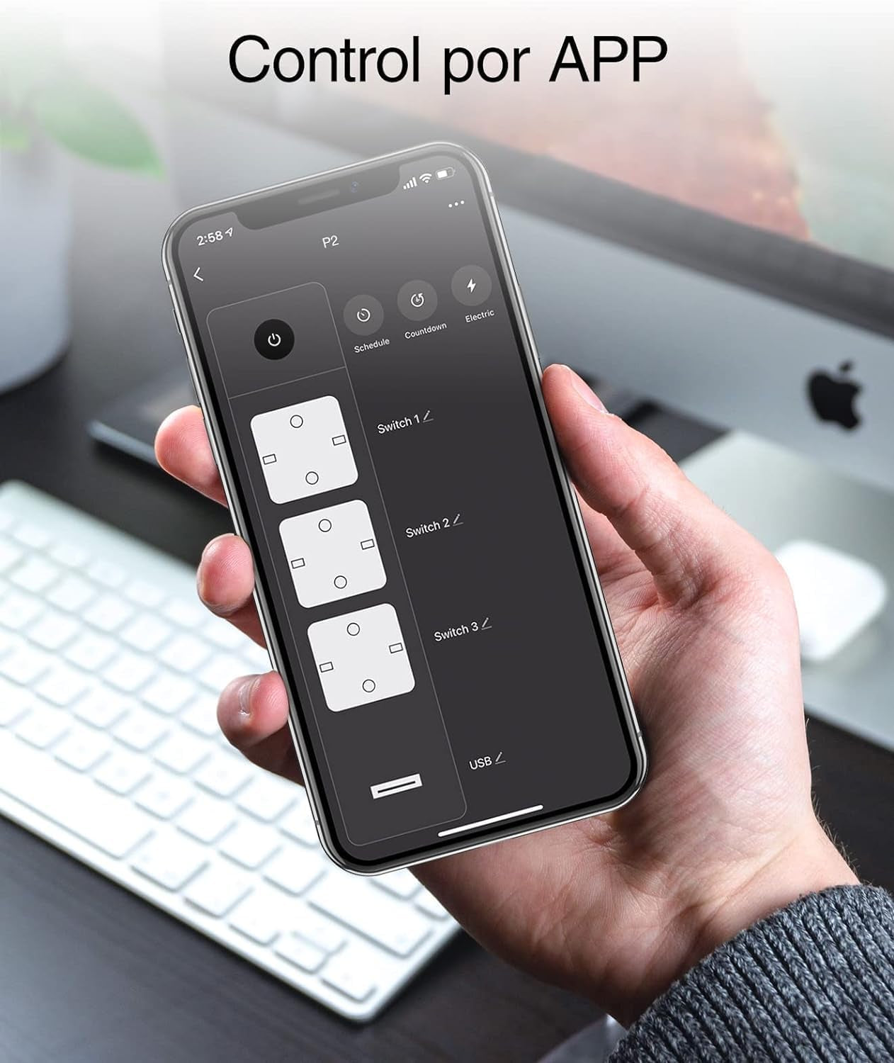 Ghome Smart Regleta Inteligente Alexa Con 3 Enchufes Y 3 USB, Regleta Wifi Programable Con Monitoreo De Consumo, Smart Plug Función De Temporizador, Compatible Con Alexa Y Google Home, 1.5M Ver2.0