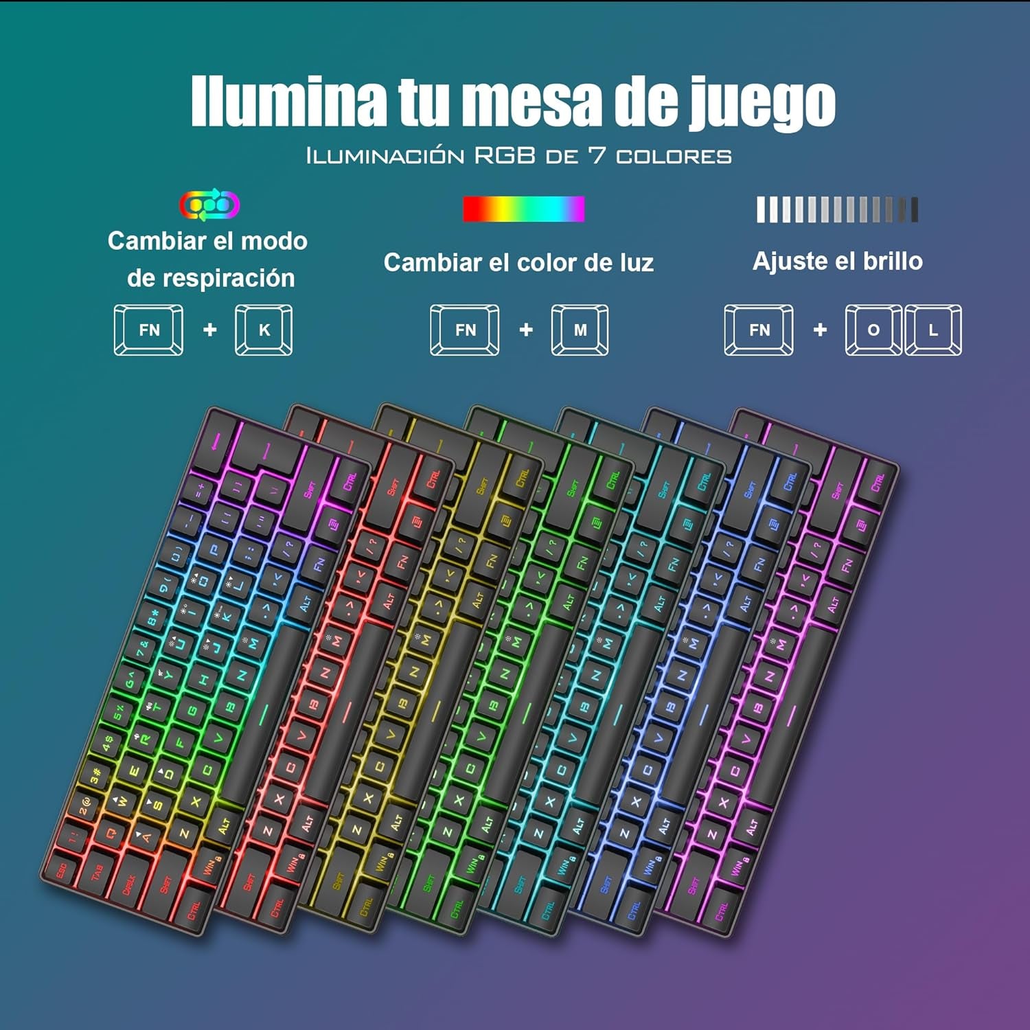 Redthunder Teclado Mecánico Alámbrico Gaming 60%,Retroiluminación RGB Dinámica,Ratón Celular Ligero De 7200 Dpi,Teclado Ultra-Compacto 62 Teclas Anti-Ghosting,Disposición QWERTY Es,Para Pc/Ps5/Xbox