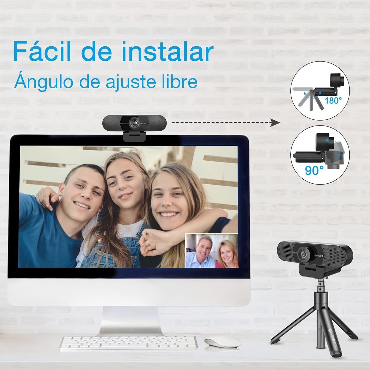 EMEET Webcam 1080P Con Micrófono C960 Cámara Web De Transmisión De 2 Micrófonos Con Cubierta De Privacidad, Vista De 90°, Webcam USB Plug & Play Para Llamadas/Conferencias, Zoom/Skype/Youtube